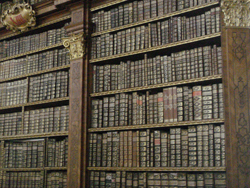Bookshelves in the library at Melk Abbey