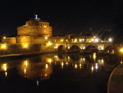 The Castel Sant'Angello in Rome by night