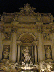 The massive Trevi Fountain by night
